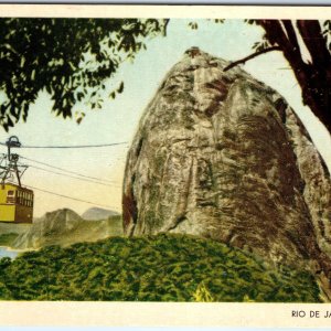 c1950s Rio de Janeiro, Brazil Sugar Loaf Cable Car Mountain Tropical Bay A359