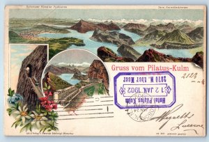 Obwalden Switzerland Postcard Greetings from Pilatus-Kulm 1902 Antique