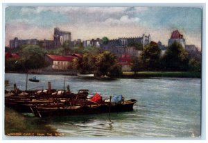 c1910 Boat in the Side Windsor Castle From The River Oilette Art Tuck Postcard 