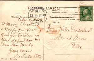 Antique 1910 German Embossed Postcard Angels Dancing Around Christmas Tree