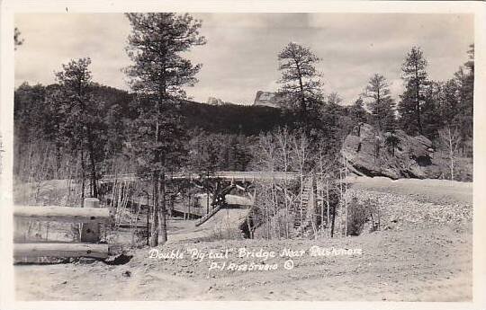 South Dakota Double Pig Tail Bridge Black Hills Real Photo RPPC