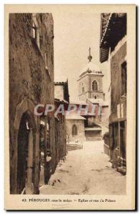 Old Postcard Perouges under snow and Church Street Prince