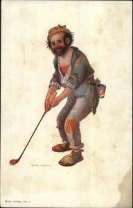 R. Hill Hobo Series #2 Golf Golfing c1905 Postcard rpx