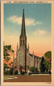 Vtg Columbia South Carolina SC First Presbyterian Church 1930s Linen Postcard