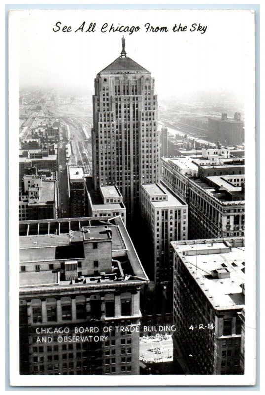 c1940's Chicago IL, Board Of Trade Building And Observatory RPPC Photo Postcard 