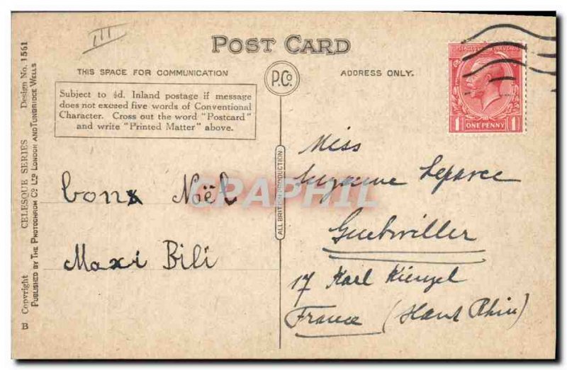 Old Postcard Fantasy Snowman Children