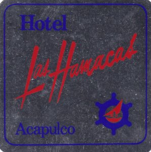 Mexico Acapulco Hotel Las Hamacas Vintage Luggage Label sk3034