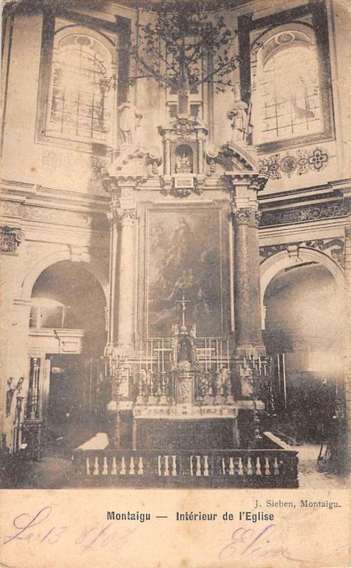 Montaigu France Church Interior Antique Postcard K100808