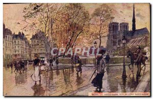 Old Postcard Paris Illustrator Notre Dame to the Saint Louis & # 39Ile