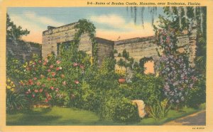 Manatee Florida FL Ruins of Braden Castle 1947 Linen Postcard Used Curteich