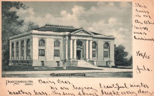 Vintage Postcard 1905 Carnegie Public Library Building Landmark Portsmouth Ohio