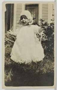 RPPC Most Sweet Baby with Bonnet Outdoors Real Photo Postcard O6