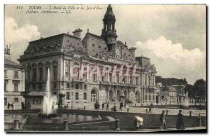 Old Postcard The City of Towers Hotel and Water jets