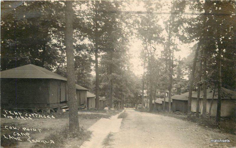 1932 Lake Geneva Wisconsin Tent Cottages Camp RPPC Real photo postcard 8437