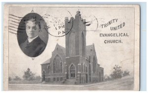 1908 Trinity United Evangelical Church Cathedral Freeport Illinois IL Postcard