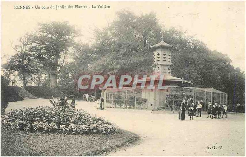 Old Postcard Rennes plant a garden area of ??the aviary