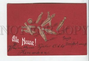 443571 Germany 1906 year New year bowling alley embossing RPPC