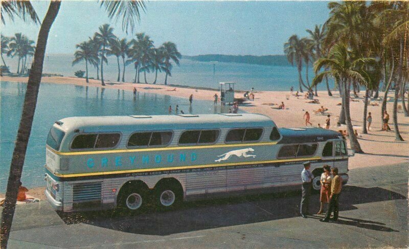 Greyhound Bus Advertising 1960s Scenicruiser Postcard 10782