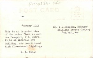 McLellan's Store Interior Freeport Illinois IL Real Photo Postcard