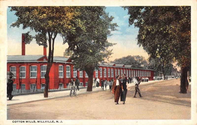 Millville New Jersey Cotton Mills Street View Antique Postcard K27971