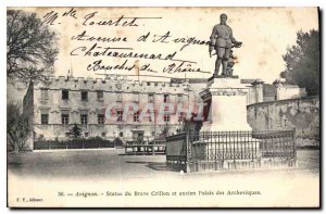 Postcard Old Statue Brave Crillon Avignon and former Archbishop's Palace