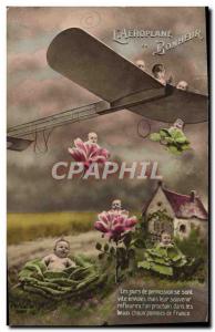 Old Postcard Fantasy Children Babies Jet Aviation