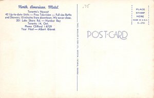 Ontario, Toronto, Canada, North American Motel, Vintage Postcard, AA356-27