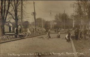 Waseca MN Street Paving Workers Labor c1910 Real Photo Postcard EXC COND