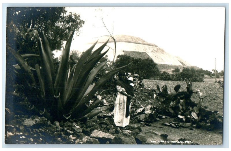 c1950's San Juan Teotihuacan Mexico Woman Standing Vintage RPPC Photo Postcard