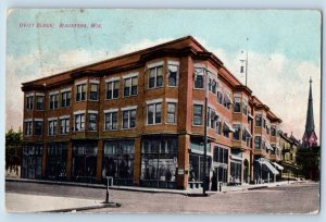 Waukesha Wisconsin Postcard Ovitt Block Building Street Scene Trees 1910 Antique