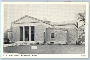 Marshall Michigan MI Postcard United States Post Office Building c1940s Vintage
