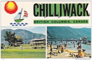 2 Views, Men Playing Golf & Beach Scene, Chilliwack, British Columbia, Canada...