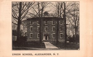 Vintage Postcard 1910's Union School Campus Building Landmark Alexander New York 