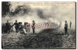 Postcard Old Army d & # Battery French 39artillerie 75 in action on the foreh...