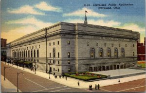 Vtg Cleveland Ohio OH Public Auditorium 1950s Unused Linen Curteich Postcard