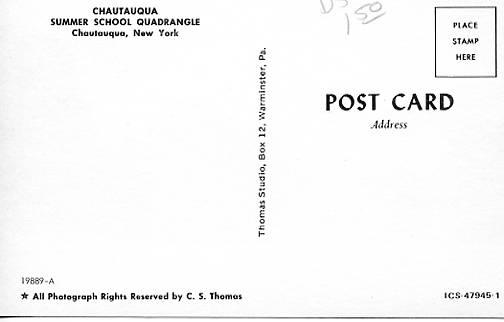 NY - Chautauqua. Summer School Quadrangle