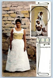 Mexico Postcard Mexican Senorita and Two Young Girls c1910 Antique Unposted