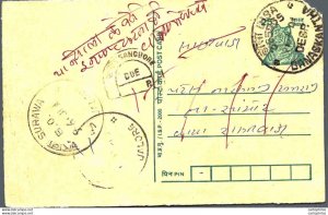 India Postal Stationery Tiger 25 Surawa cds Jalore