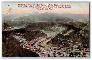 c1910 Bird's Eye View of Belt Towns Black Hill SD Spearfish SD Antique Postcard