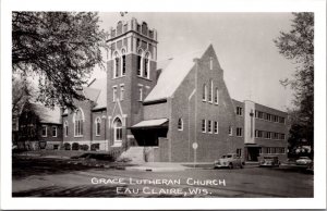 Real Photo Postcard Grace Lutheran Church in Eau Claire, Wisconsin