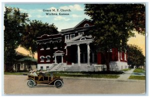 c1910 Grace M.E. Church Exterior View Building Wichita Kansas Vintage Postcard