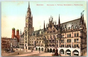 M-26436 Marienplatz with town hall Mariendsaule and fish fountain Munich Germany