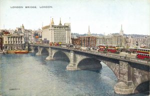 London Postcard London Bridge illustration iconic red buses