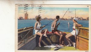 P1841 1937 pc fishing offshore boat atlantic city new jersey with people