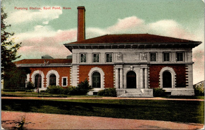 Vtg 1910s Pumping Station Spot Pond Stoneham Massachusetts MA Unused Postcard
