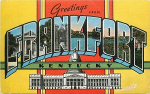 Frankfort Kentucky Large Letters Multi View Kropp Linen 1940s Postcard 21-8449