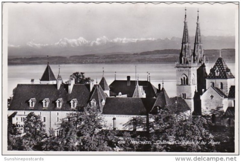 Switzerland Neuchatel Chateau Collegiate et les Alpes Photo