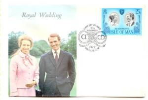 Royal Wedding First Day Cover, Isle of Man, 25p, 1973