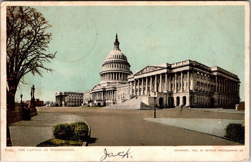 Washington DC US Capitol Building Postcard Detroit Pub PM Hopewell PA JK14