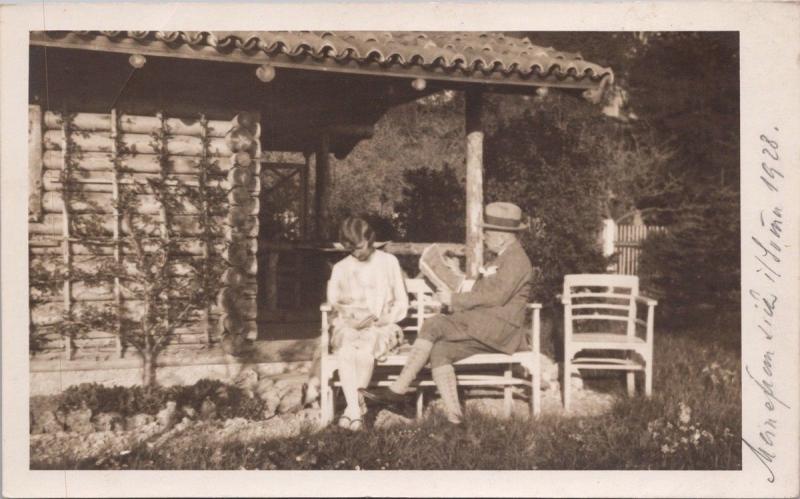 Man and Woman Reading Convalescent Home Unknown Location c1928 RPPC Postcard E35